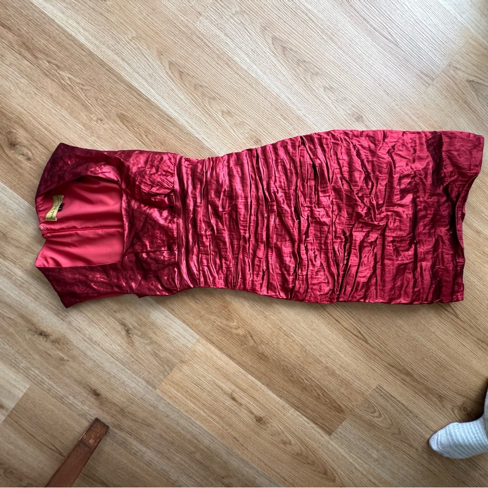 Nicole Miller Red Techno Metal Dress
